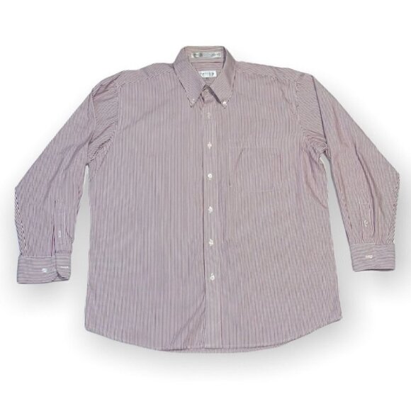 𝅺van Heusen white/red stripe button down shirt US Neck size 16.5 32x33 - Picture 3 of 10